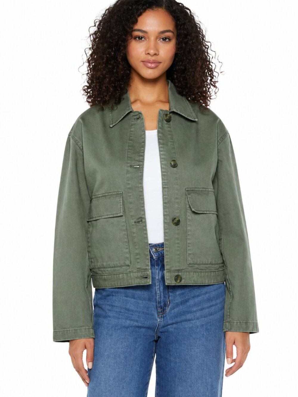 GAP Cropped Utility Jacket Coat Cotton Barn Chore Spring Green Women's Medium